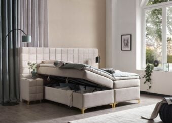 Boxspringbett mit Bettkasten in Velours Grand Pisa