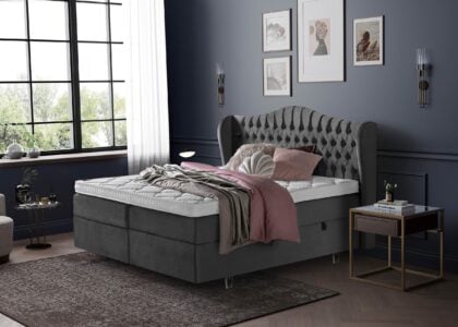 Maison in Samt Dunkelgrau mit Bettkasten