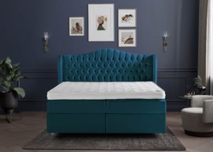 Boxspringbett mit Bettkasten Maison in Petrol Samt