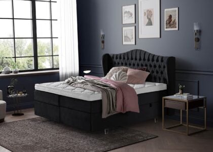 Maison in Schwarz Samt mit Bettkasten