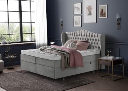 Maison in Samt Silber mit Bettkasten