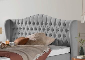 Boxspringbett Maison 180x200 cm in Velours Grau