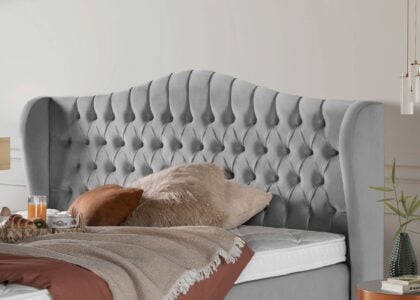 Boxspringbett Maison 180x200 cm in Velours Grau