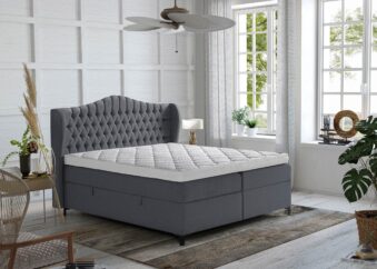 Boxspringbett Maison in Webstoff Anthrazit