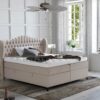 Boxspringbett Maison in Webstoff Beige mit Bettkasten Beige