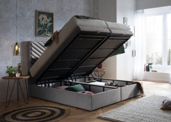 Boxspringbett mit XXL Bettkasten Mona in Samt