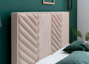 Kopfteil vom Boxspringbett Mona mit V-Steppung in Samt Creme