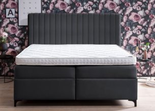 Boxspringbett Paris mit Bettkasten in Schwarz Velour
