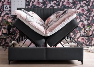 Boxspringbett Paris mit Bettkasten in Schwarz Velour