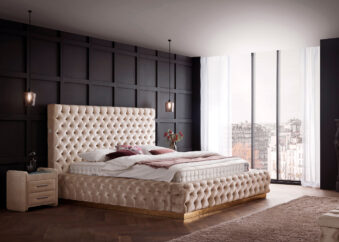 Luxusbett mit Bettkasten Plaza in Velvet Creme