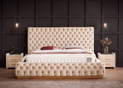 Luxusbett mit Bettkasten Plaza in Velvet Creme