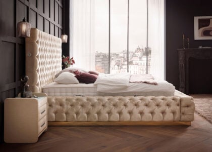 Luxusbett mit Bettkasten Plaza in Velvet Creme