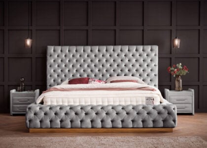Luxusbett mit Bettkasten Plaza in Velvet Grau