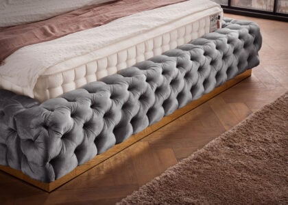 Luxusbett mit Bettkasten Plaza in Velvet Grau