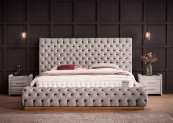 Luxusbett mit Bettkasten Plaza in Velvet Platin