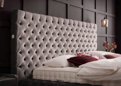 Luxusbett mit Bettkasten Plaza in Velvet Platin