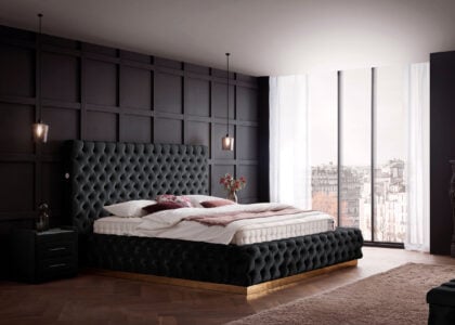 Luxusbett mit Bettkasten Plaza in Velvet Schwarz