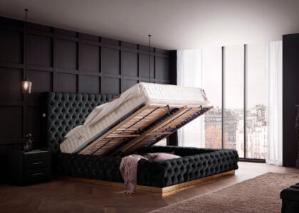 Luxusbett mit Bettkasten Plaza in Velvet Schwarz
