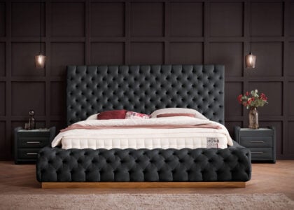 Luxusbett mit Bettkasten Plaza in Velvet Schwarz