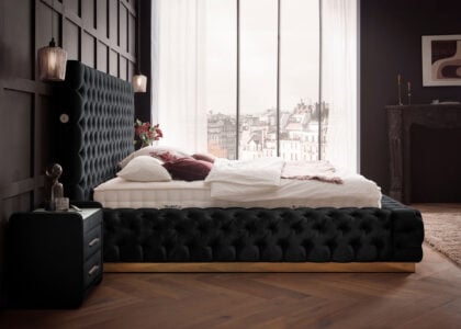 Luxusbett mit Bettkasten Plaza in Velvet Schwarz