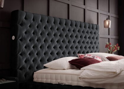 Luxusbett mit Bettkasten Plaza in Velvet Schwarz