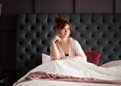 Luxusbett mit Bettkasten Plaza in Velvet Schwarz