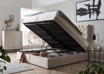 Boxspringbett mit Bettkasten United in Samt