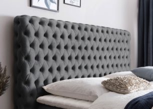 Kopfteil vom Boxspringbett Valencia in Velour Dunkelgrau