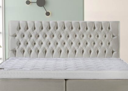 Boxspringbett Vegas in Samt Creme mit Bettkasten
