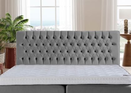 Boxspringbett Vegas mit Bettkasten in Velour Grau