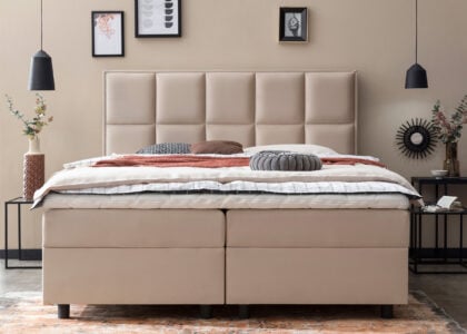 Boxspringbett Harvard mit Bettkasten in Velour Creme