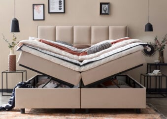 Boxspringbett Harvard mit Bettkasten in Velour Creme
