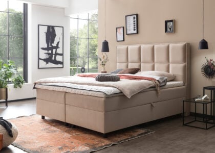 Boxspringbett Harvard mit Bettkasten in Velour Creme