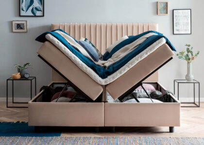 boxspringbett-mit-xxl-bettkasten-wales-1 Boxspringbett mit Bettkasten Wales in Samt