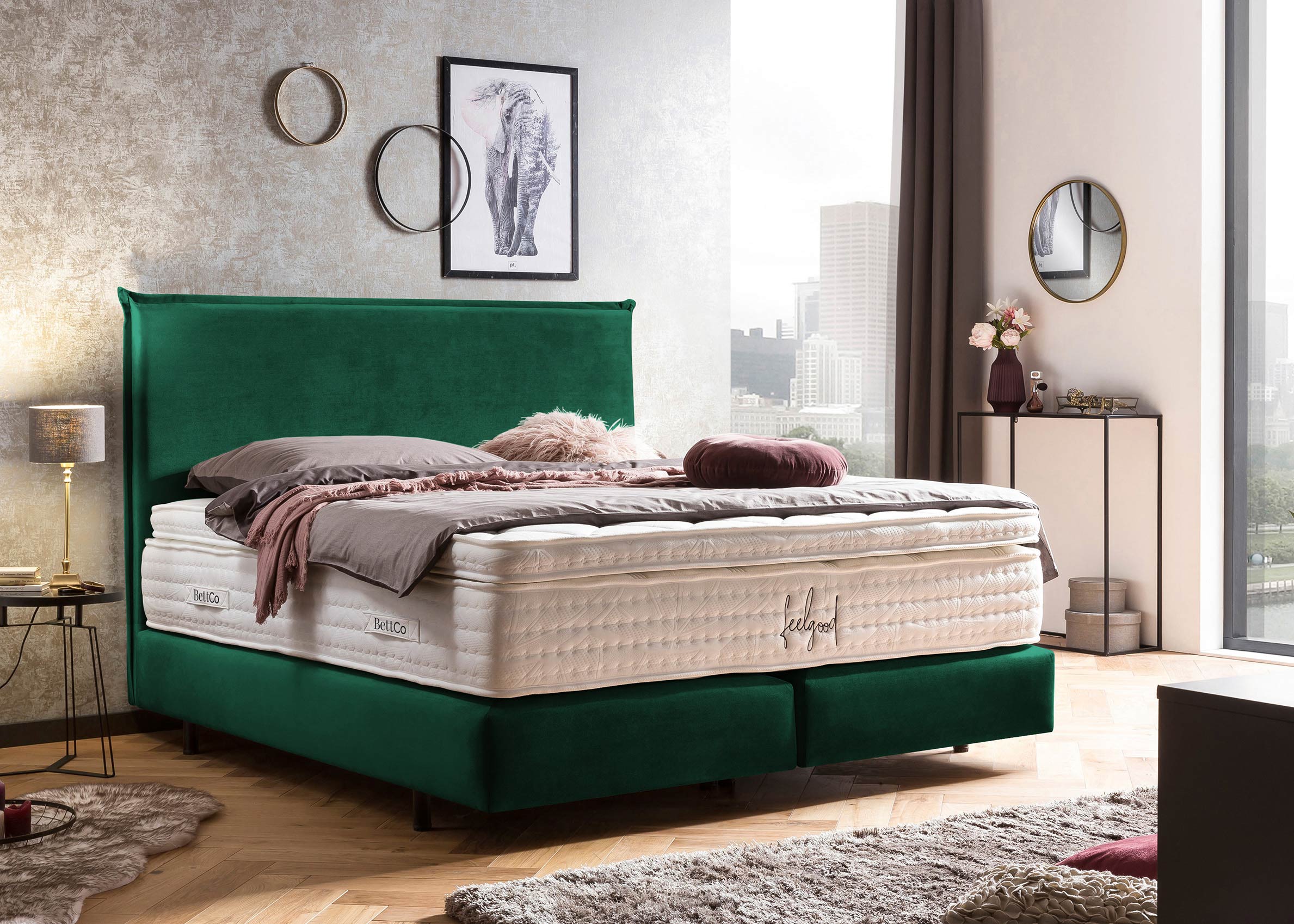 Boxspringbett Smaragd 160x200 Samt Maximaler Komfort Mit Zwei Matratzen