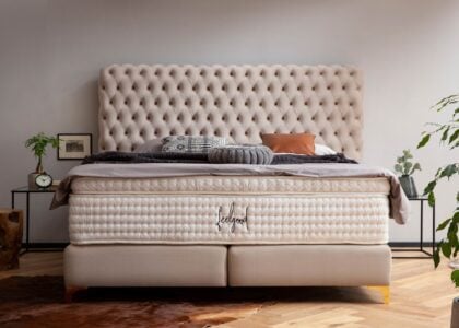 Boxspringbett Valencia in Velour Creme