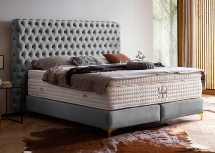Boxspringbett Valencia in Velour Grau