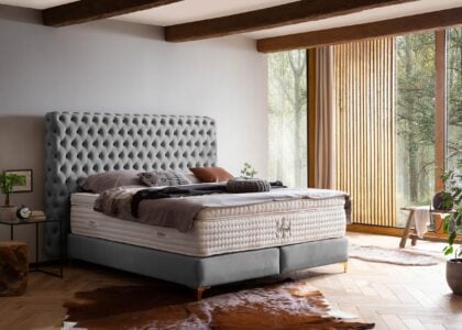 Boxspringbett Valencia in Velour Grau