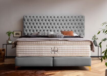 Boxspringbett Valencia in Velour Grau
