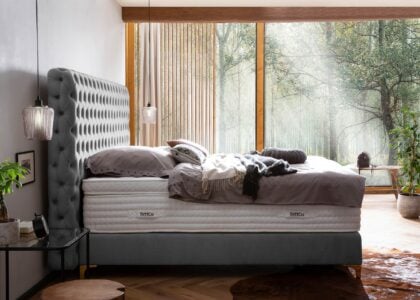 Boxspringbett Valencia in Velour Grau