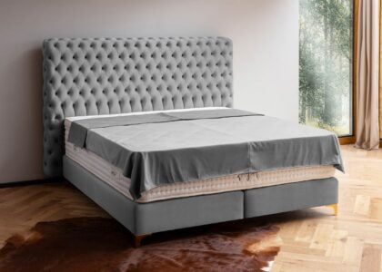Boxspringbett Valencia in Velour Grau