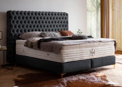 Boxspringbett Valencia in Velour Schwarz