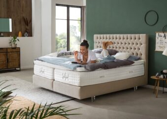 Boxspringbett Vegas in Samt Beige