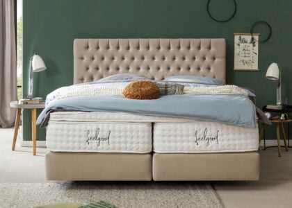 Boxspringbett Vegas in Samt Beige