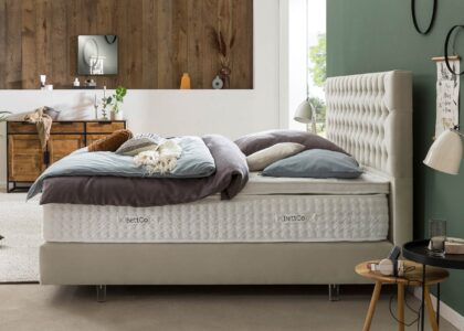 Boxspringbett Vegas in Samt Creme