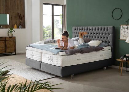 Boxspringbett Vegas in Samt Dunkelgrau