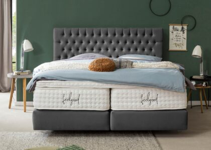 Boxspringbett Vegas in Samt Dunkelgrau