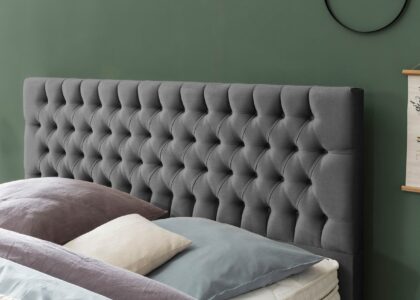 Kopfteil vom Boxspringbett Vegas in Samt Dunkelgrau