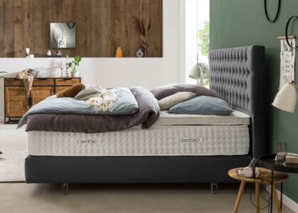 Boxspringbett Vegas in Samt Dunkelgrau