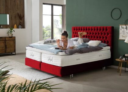 Boxspringbett Vegas in Samt Rot